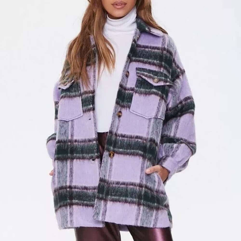 NYC Boutique Purple & Green Plaid Jacket / Shacket, NEW